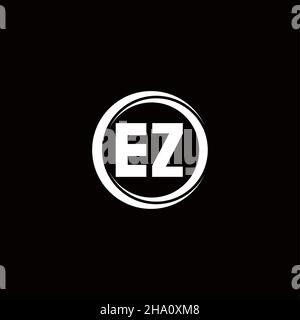 EZ logo initial letter monogram with circle slice rounded design template isolated in black background Stock Vector