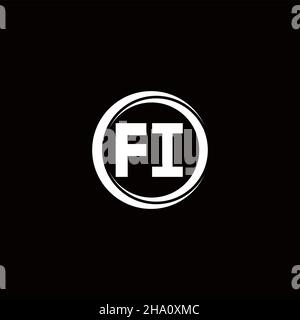 FI logo initial letter monogram with circle slice rounded design template isolated in black background Stock Vector