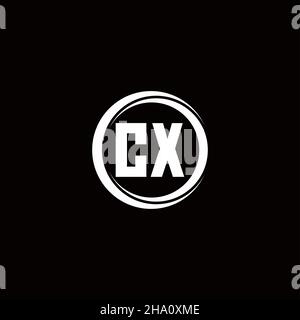 CX logo initial letter monogram with circle slice rounded design template isolated in black background Stock Vector