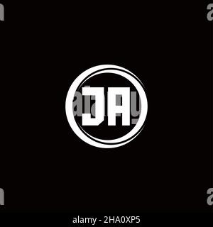 JA logo initial letter monogram with circle slice rounded design template isolated in black background Stock Vector
