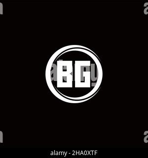BG logo initial letter monogram with circle slice rounded design template isolated in black background Stock Vector