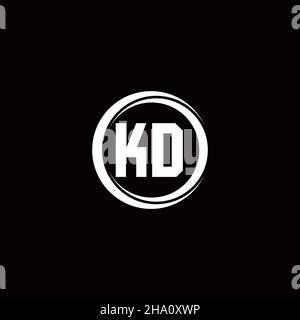 KD logo initial letter monogram with circle slice rounded design template isolated in black background Stock Vector