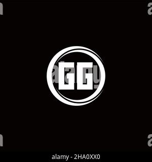 GG logo initial letter monogram with circle slice rounded design template isolated in black background Stock Vector