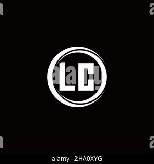 LC logo initial letter monogram with circle slice rounded design template isolated in black background Stock Vector