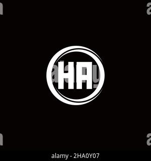 HA logo initial letter monogram with circle slice rounded design template isolated in black background Stock Vector