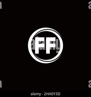 FF logo initial letter monogram with circle slice rounded design template isolated in black background Stock Vector