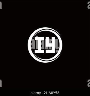 IY logo initial letter monogram with circle slice rounded design template isolated in black background Stock Vector