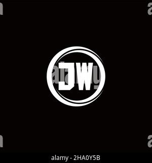 JW logo initial letter monogram with circle slice rounded design template isolated in black background Stock Vector