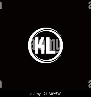 KL logo initial letter monogram with circle slice rounded design template isolated in black background Stock Vector