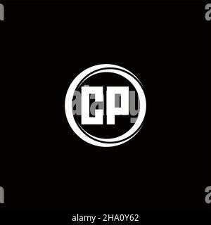 CP logo initial letter monogram with circle slice rounded design template isolated in black background Stock Vector