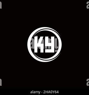 KY logo initial letter monogram with circle slice rounded design template isolated in black background Stock Vector