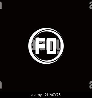 FO logo initial letter monogram with circle slice rounded design template isolated in black background Stock Vector