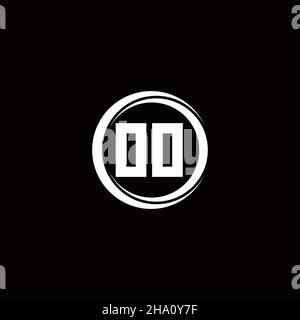OO logo initial letter monogram with circle slice rounded design template isolated in black background Stock Vector