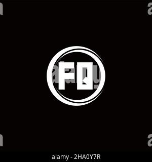 FQ logo initial letter monogram with circle slice rounded design template isolated in black background Stock Vector
