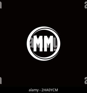 Mm logo monogram with circle and four taper shape Vector Image