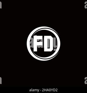 FD logo initial letter monogram with circle slice rounded design template isolated in black background Stock Vector