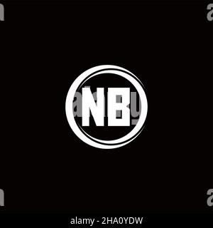 NB logo initial letter monogram with circle slice rounded design template isolated in black background Stock Vector