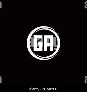 GA logo initial letter monogram with circle slice rounded design template isolated in black background Stock Vector