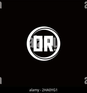 OR logo initial letter monogram with circle slice rounded design template isolated in black background Stock Vector