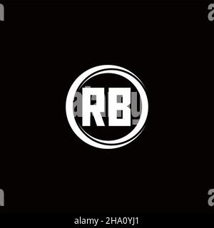 RB logo initial letter monogram with circle slice rounded design template isolated in black background Stock Vector