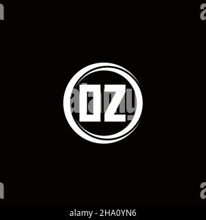 OZ logo initial letter monogram with circle slice rounded design template isolated in black background Stock Vector