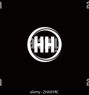 HH logo initial letter monogram with circle slice rounded design template isolated in black background Stock Vector