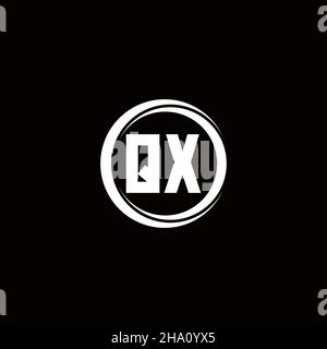 QX logo initial letter monogram with circle slice rounded design template isolated in black background Stock Vector