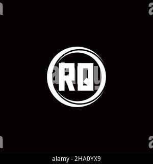 RQ logo initial letter monogram with circle slice rounded design template isolated in black background Stock Vector