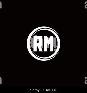 RM logo initial letter monogram with circle slice rounded design template isolated in black background Stock Vector