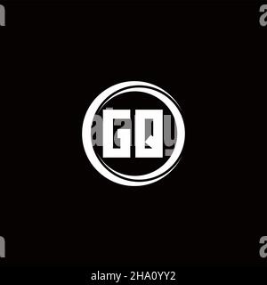 GQ logo initial letter monogram with circle slice rounded design template isolated in black background Stock Vector
