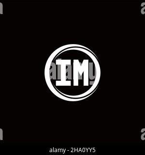 IM logo initial letter monogram with circle slice rounded design template isolated in black background Stock Vector