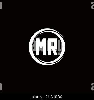 MR logo initial letter monogram with circle slice rounded design template isolated in black background Stock Vector