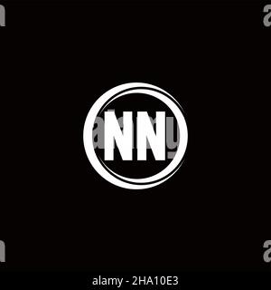NN logo initial letter monogram with circle slice rounded design template isolated in black background Stock Vector