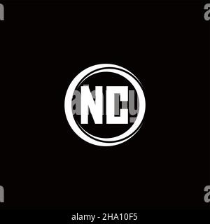 NC logo initial letter monogram with circle slice rounded design template isolated in black background Stock Vector