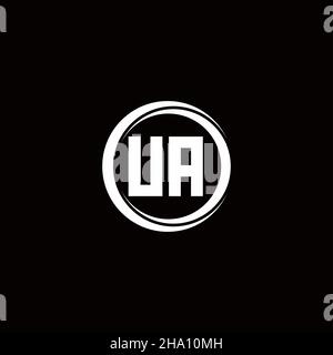 UA logo initial letter monogram with circle slice rounded design template isolated in black background Stock Vector