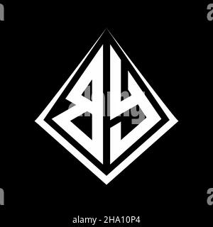 BY logo letters monogram with prisma shape design template vector icon modern Stock Vector
