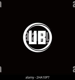 UB logo initial letter monogram with circle slice rounded design template isolated in black background Stock Vector