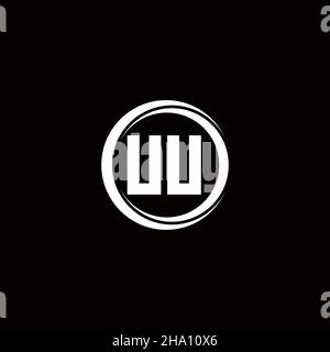 UU logo initial letter monogram with circle slice rounded design template isolated in black background Stock Vector