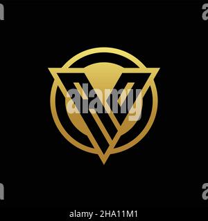 AO logo monogram with triangle shape and circle rounded style isolated on gold colors and black background design template Stock Vector