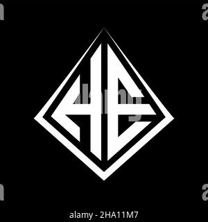 HE logo letters monogram with prisma shape design template vector icon modern Stock Vector