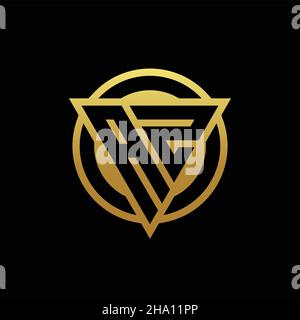 AZ logo monogram with triangle shape and circle rounded style isolated on gold colors and black background design template Stock Vector