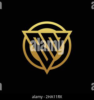 BN logo monogram with triangle shape and circle rounded style isolated on gold colors and black background design template Stock Vector
