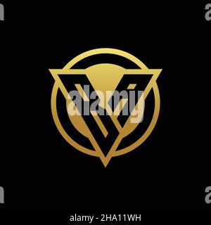 BA logo monogram with triangle shape and circle rounded style isolated on gold colors and black background design template Stock Vector