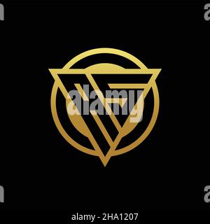 AS logo monogram with triangle shape and circle rounded style isolated on gold colors and black background design template Stock Vector