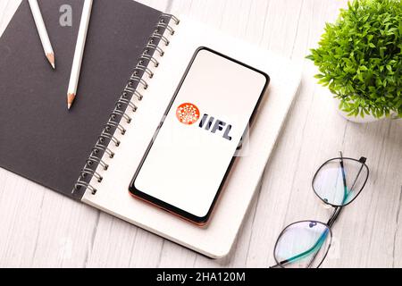 West Bangal, India - December 05, 2021 : India Infoline iifl logo on phone screen stock image. Stock Photo