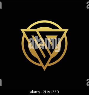CQ logo monogram with triangle shape and circle rounded style isolated on gold colors and black background design template Stock Vector