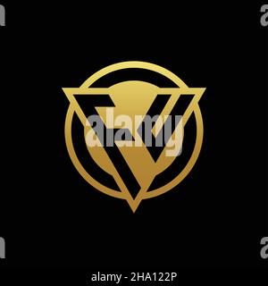 FU logo monogram with triangle shape and circle rounded style isolated on gold colors and black background design template Stock Vector