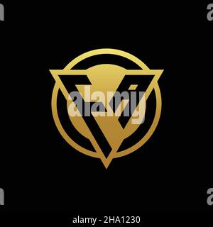FA logo monogram with triangle shape and circle rounded style isolated on gold colors and black background design template Stock Vector