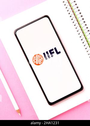 West Bangal, India - December 05, 2021 : India Infoline iifl logo on phone screen stock image. Stock Photo