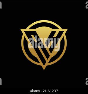 AH logo monogram with triangle shape and circle rounded style isolated on gold colors and black background design template Stock Vector